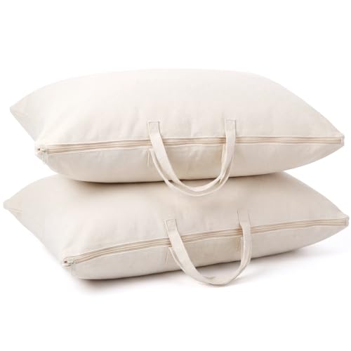 2 Pack Travel Pillow and Blanket Bags, 100% Cotton... (2 Count | white | Cotton)