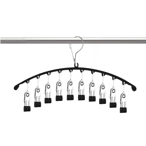 Legging Organizer for Closet,Upgrade Skirt Pants Hangers with Clips, Metal Yoga Pants Hangers 5 Pack w/10 Clips,Hangers Space Saving Closet Organizers w/Rubber Coated Closet Organizers(Black)
