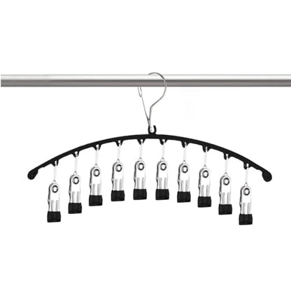 Legging Organizer for Closet,Upgrade Skirt Pants Hangers with Clips, Metal Yoga Pants Hangers 5 Pack w/10 Clips,Hangers Space Saving Closet Organizers w/Rubber Coated Closet Organizers(Black)