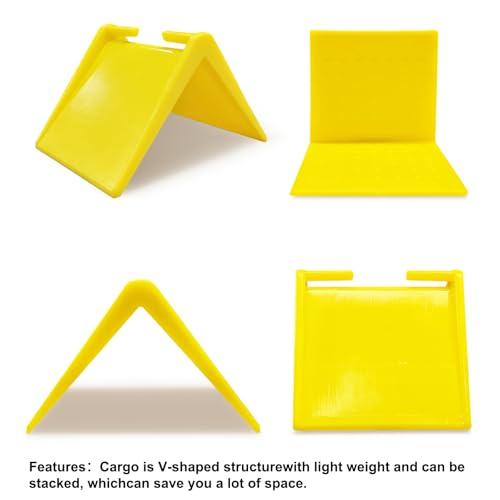 20 Pack 2 in V Shaped Corner Edge Protectors for Flatbed, Yellow | Crack resistant plastic, fits 1 to 2 inch tie down straps, heavy duty corner guards, for flatbed trailer pallets and moving