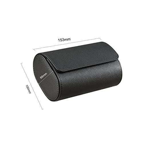 Watch Roll Travel Case for Men and Women- 2 Watch Storage and Organizer | Secure Storage with Innovative Removable Pillows & Solid Dividers for Home, Travel and Display (Black Cross-2 Slot)