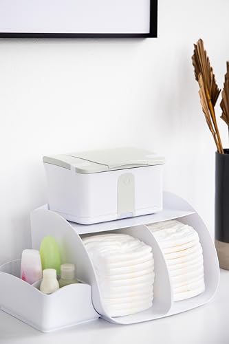 Ubbi Tabletop Diaper Caddy, Diaper Storage, Caddy Organizer, White | Non-Skid Rubber Feet, Baby Diaper Caddy Organizer for Wipes & Baby Accessories, Newborn Nursery Essential