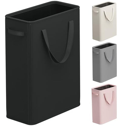 Optish 50L Slim Laundry Hamper, Small Laundry Basket With Handles, Black Narrow Laundry Basket for Dorm, Bedroom, Living Room, Collapsible Laundry Hamper