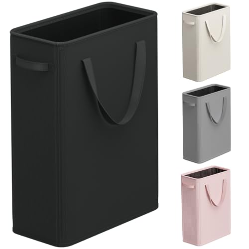 50L Slim Laundry Hamper, Small Laundry Basket With... (Black | Fabric)