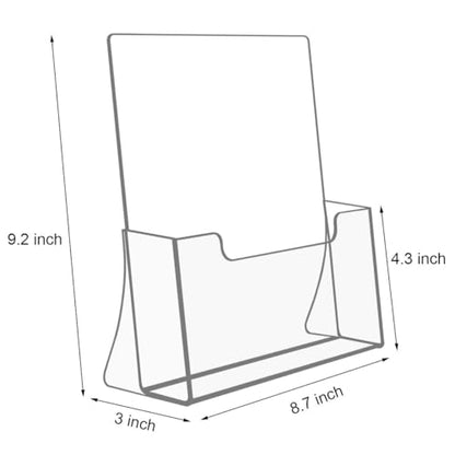 NIUBEE Acrylic Brochure Holder 8.5 X 11, Flyer Holder Stand Display, 2 Pack | Clear Magazine Stand, Brochure Display Stand Countertop Organizer for Literature, Pamphlet, Booklets, Menu, Journals Office