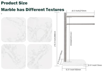 Hand Towel Holder, F-Shape Hand Towel Stand with Marble Base, Stainless Steel Swivel Hand Towel Rack Standing Towel Bar for Bathroom Kitchen Countertop, 2 Arms (Brushed Nickel)