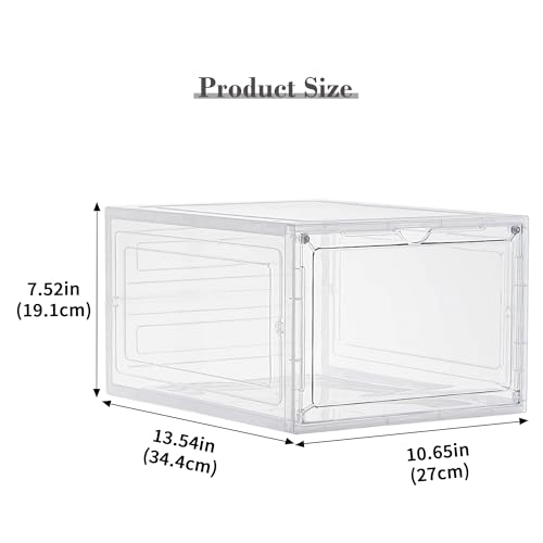 LXLXXL 6 Pack Storage Bins with Lids, 19 Qt Stackable Clear Storage Box | Stackable Storage Bins with Lid, Clear Acrylic Magnetic Door, Plastic Display Case, Organizer Box for Home Office Organizing