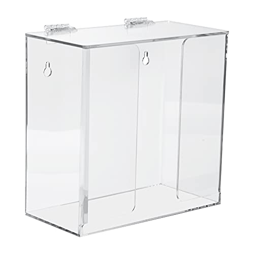 Face Mask Dispenser Box Holder Acrylic Case Hygiene Station with Lid. Countertop/Wall Mount Storage Container for Disposable Masks, Gloves, Napkins, Hairnets, Shoe Covers. Clear