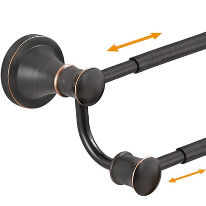 Hoimpro Adjustable Retractable 15-27 Inches Stainless Steel Bathroom Towel Bar, Bathroom Accessories Bath Hotel Double Towel Bar Rod Hanger Wall Mounted Towel Holder Towel Rack, Oil Rubbed Bronze
