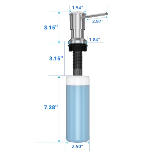 Dish Soap Dispenser, Kitchen Sink Soap Dispenser Pump with 17 OZ Bottle, Refill from The Top, Wide Pump Head Base (Brushed Nickel)