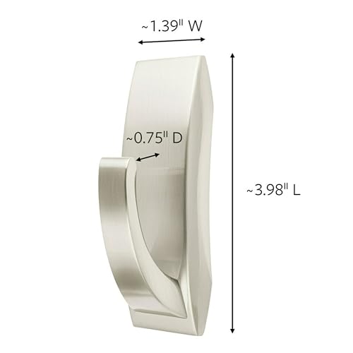 Command Large Satin Nickel Bath Hooks, 1 Hook, 2 Strips | Water Resistant, Damage-Free Hanging, Ideal for Bathroom Organization, Great for Hanging Bath Robes, Holds up to 5 lb