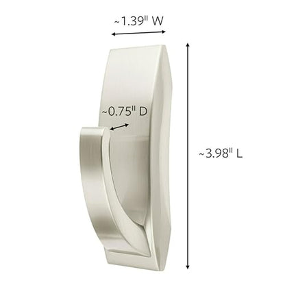 Command Large Satin Nickel Bath Hooks, 1 Hook, 2 Strips | Water Resistant, Damage-Free Hanging, Ideal for Bathroom Organization, Great for Hanging Bath Robes, Holds up to 5 lb