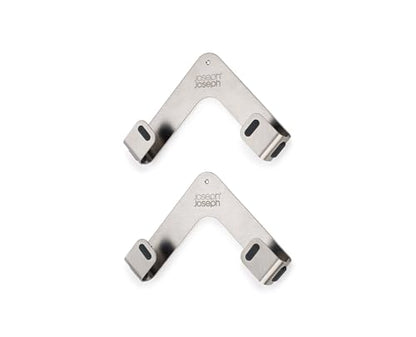 Joseph Joseph Space Set of 2 Pot and Pan Lid Holders Self Adhesive Wall Mount Storage Organizer, Suitable for Lids up to 11 in, 3M VHB Tape and Screws Included, Stainless Steel