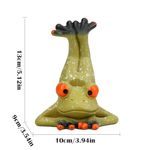 Funny Frog Figurine Eyeglasses Holder Stand, Cute Resin Frog Sculpture Creative Sunglasses Spectacle Display Rack for Desk Nightstand, Home Office Decorations Gift