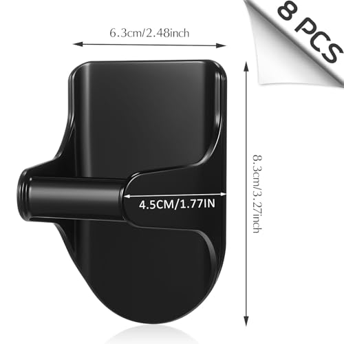 8 Pcs Wall Mount Spray Bottle Hooks Holder Spray Bottle Hanger Adhesive Hook to Create Storage Space Rack Organizer Hanger for Cabinet Kitchen Variety Surfaces (Black)