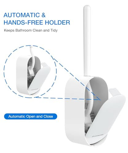 Toilet Bowl Brush and Holder, OSCIOSS Toilet Brush Set with Ergonomic Design, Compact Size, Durable Bristles, RV Toilet Brushes & Holders for Dead Corner Clean (White, 1pack)
