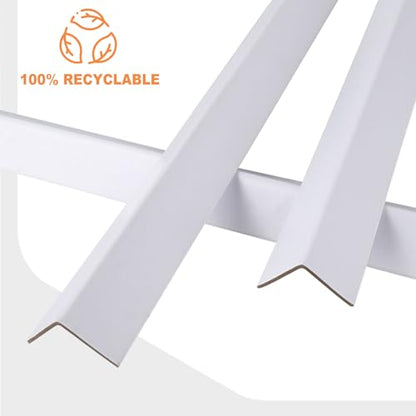 Cardboard Edge Protector 2” X 2” X 48”, Pack of 50 – Cardboard Corner Protectors for Shipping White V-Board Pallet Corner Protectors