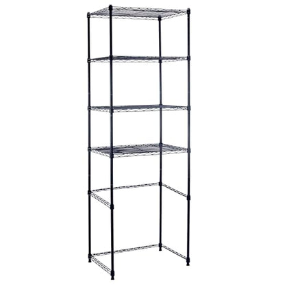 4 Tier Mini Fridge Shelf with Storage for Dorm, Black | Mini Fridge Storage Shelf, Microwave Stand, Adjustable Height Organizer, For Dorm, For Kitchen