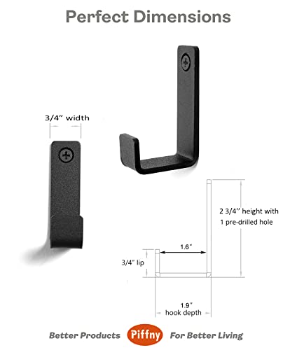 Piffny Robe & Towel Hook, 6 Pack Heavy Duty Stainless Steel Outdoor Wall Hooks for Hanging Towel, Coat, Backpack, Keys, etc (Modern Industrial)