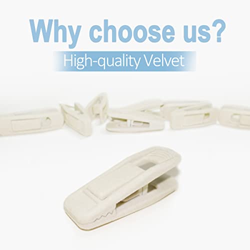TOFIIGREM Velvet Hanger Clips for Velvet Hangers - 20 PCS Beige Non-Slip Velvet Clip for Skirt Hanger, Strong Flocking Clips Fit for Ivory Velvet Hangers