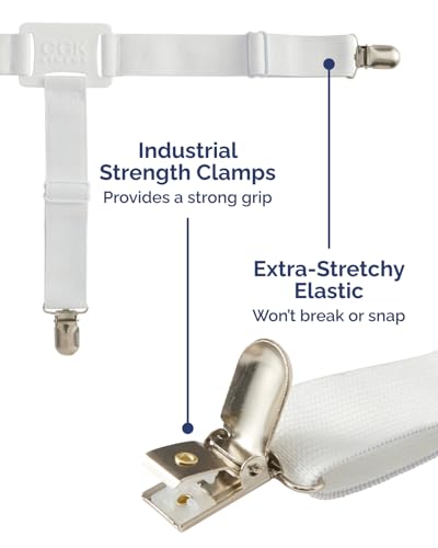 Bed Sheet Holders - Adjustable Elastic Fasteners with Metal Clips | Sheet Clips Keep Sheets in Place, Stay in Place Fitted Bedding Straps, Bed Corner Holders, Firm Tight Suspenders for Mattress