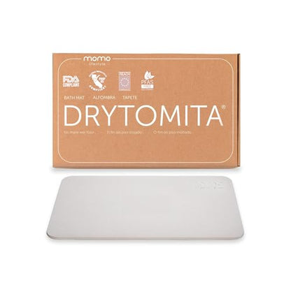 Momo Lifestyle Stone Bath Mat – Quick Dry Diatomaceous Earth Bath Mat, Non Slip Bathroom Shower Mat, Ultra Absorbent Diatomite Bath Stone, Linen Grey, 23.6 x 15.4”