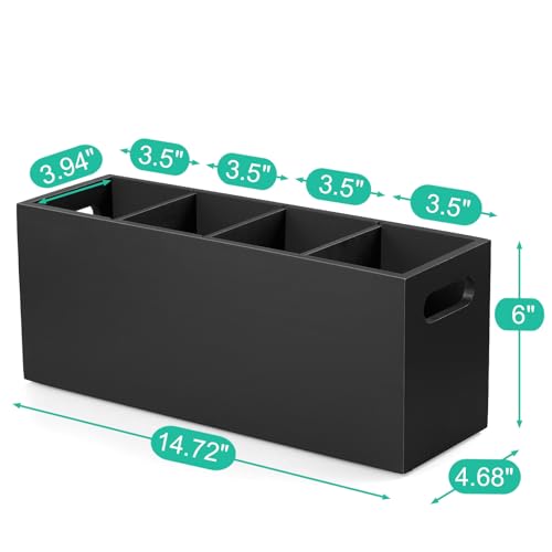Large Utensil Holder with Removable Divider - 4 Co... (Black)