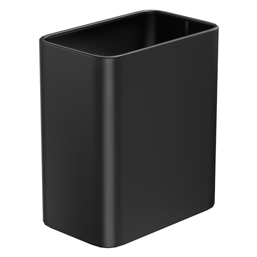 Cesun Small Bathroom Trash Can, 2.1 Gallons, Under Sink Wastebasket, Black | Quick Toss Open Top, Stainless Steel Garbage Can, Hand-Safe Rolled Edges, Metal Trash Bin for Office/Bedroom/Near Desk/RV