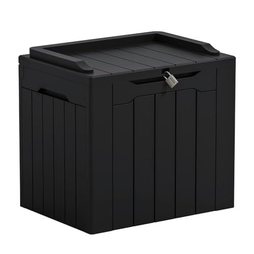 Outdoor Storage Box 31 Gallon Storage Box with Lid... (Dark Black | Resin)