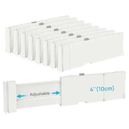 Vtopmart Drawer Dividers for Clothes 8 Pack, Adjustable 4" High Expandable from 11.3"-17" Dresser Drawer Organizer, Plastic Drawers Separators for Dresser, Baby Clothes, Kitchen and Office Storage