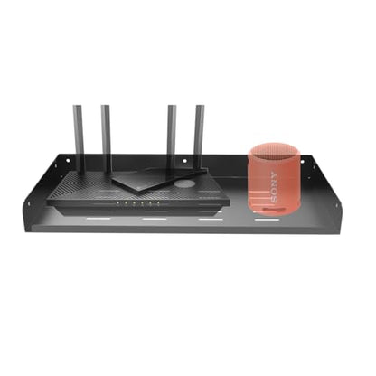 Metal Floating Wall Mounted Shelf Bracket 16.6" W for TV Box | AV, TV Accessories, WiFi Router, Cable Boxes, DVD Player, Games Consoles or Other Small Projectors (16.6 inches Width)