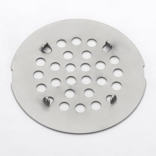 Snap-in Shower Drain Cover 4-1/4 inch Shower Strainer Grid Round (1, Brushed Nickel)