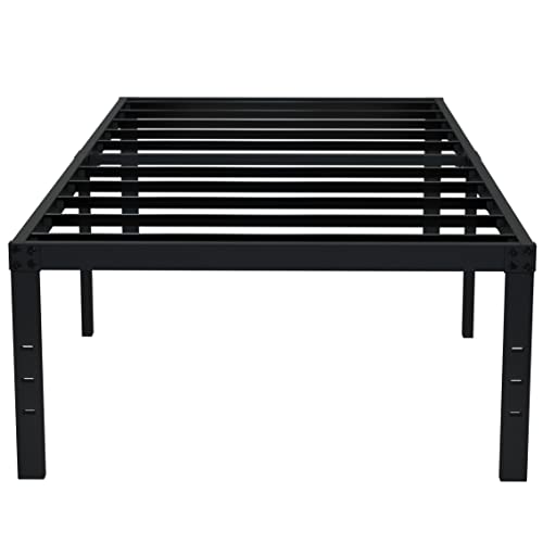 EMODA 18 Inch Twin XL Bed Frames Heavy Duty with Tall Storage Space | XL Twin Metal Platform Bed Frame No Box Spring Needed Noise Free, Easy Assembly, Black