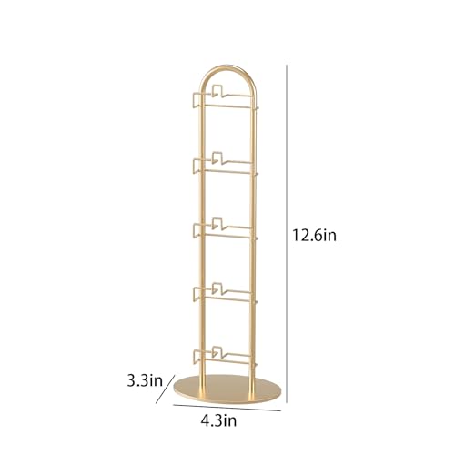 Metal Sunglass Organizer,Glasses Holder,Eyeglass Holder,Sunglass Storage Eyeglasses Rack Metal Frame for 5 Pairs (1, Gloden)