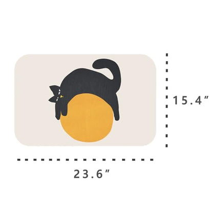 Creative Cat & Moon Patterns Diatomite Stone Bath Mat Shower Mat Quick-Dry, Non-Slip, Easy to Clean for Bathroom Floor
