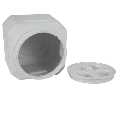 Vittles Vault Traditional Pet Food Storage Container For Dog Kibbles/Bird Seed/Oatmeal/Rice/Flour/Cereal, BPA Free Plastic, Sealed Airtight For Cat Food, Up To 30 lb, Made in USA, With Scoop, Gray