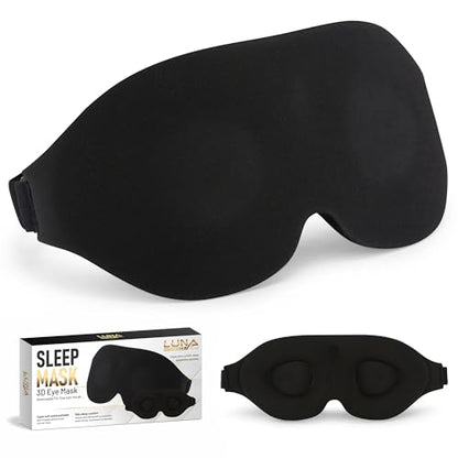 3D Sleep Mask with Travel Storage Bag – Blackout Eye Mask for Sleeping, Side Sleepers & Travel – Soft Memory Foam, Adjustable Strap, Lightweight & Comfortable Fit