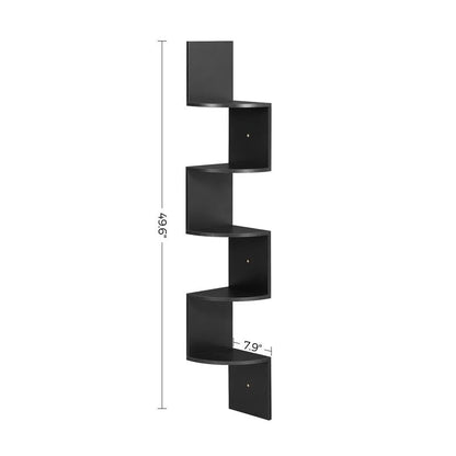 VASAGLE CUSTOS Collection - Corner Shelf Wall Mount, 5-Tier Floating Corner Bookshelf, Plant Shelf for Bedroom, Living Room, Bathroom, Home Office, Black ULBC072B01