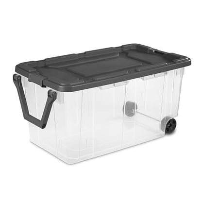 Sterilite 4-Pack Modular Stacker Box, Durable Clear Plastic Storage Bins with Latching Lids, 160 Quart - Stackable Organizing Container Boxes for Closet, Bathroom, and Office