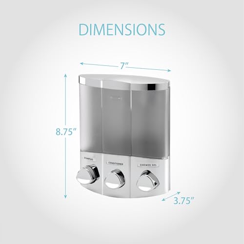 Better Living Products 76344-1 Euro Series TRIO 3-Chamber Soap and Shower Dispenser, Chrome