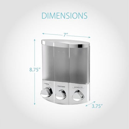 Better Living Products 76344-1 Euro Series TRIO 3-Chamber Soap and Shower Dispenser, Chrome