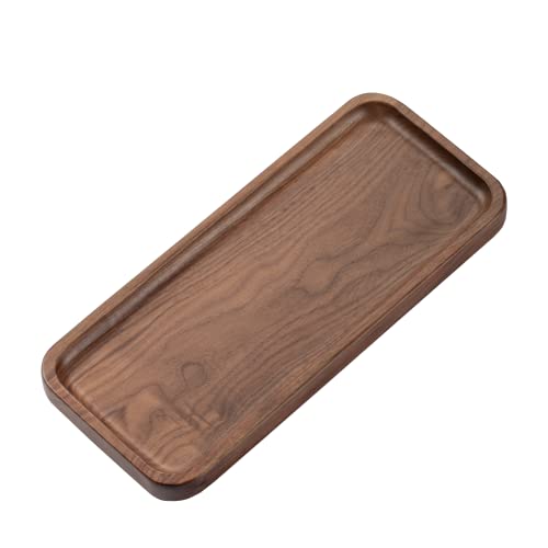 muso wood Walnut Serving Tray Solid Wood Tray, 11.8 x 5 inch | Small Rectangle Platter for Bathroom, Dinner, Tea, Coffee