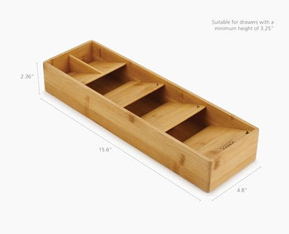 Joseph Joseph DrawerStore Compact Utensil Organizer For Kitchen Drawer Silverware, Flatware Tray, Small, Bamboo