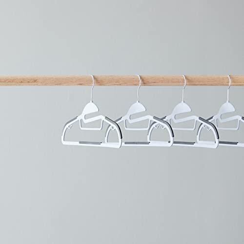 Amazon Basics Space Saving Non-Slip Rubber Coated Plastic Hangers with 360° Swivel Hook, Thin, Gray, Pack of 50
