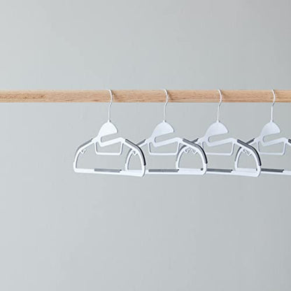 Amazon Basics Space Saving Non-Slip Rubber Coated Plastic Hangers with 360° Swivel Hook, Thin, Gray, Pack of 50