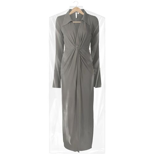 100 Pack 23.6"x70" Garment Bags for Hanging Clothes, Thick Clear Plastic Dry Cleaning Covers for Closet Storage & Travel