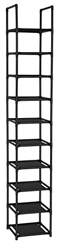 FIDUCIAL HOME 10 Tiers Vertical Shoe Rack 10 Pairs Skinny Shoe Shelf | Tall Narrow Space Saving for Entryway Closet, Easy to Assemble, 11"L x 11"W x 68.8"H
