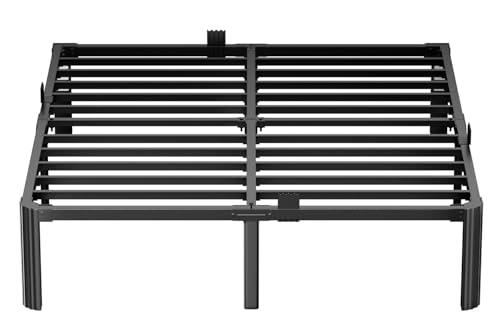 King Size Bed Frame,14 Inch 3500LBS Heavy Duty Metal Platform No-Squeaking | Headboard Compatible, No Box Spring Needed, Mattress Retainer, Round Corner Legs, Under-bed Storage, Easy Set-up,For Bedroom