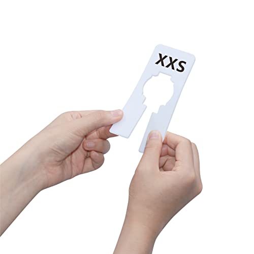 40 Pack Rectangular White Plastic Clothing Size Closet Rack Dividers Hangers, Preprinted in 8 Sizes XXS, XS, S, M, L, XL, XXL, XXXL (2.5”x 5”, Inner Diameter 1.38”)