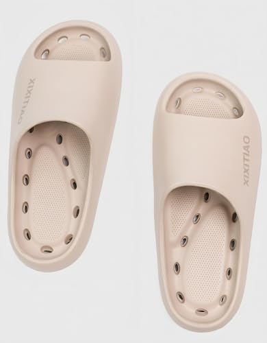 XIXITIAO Non Slip Quick Drying Shower Shoes with Drain Holes | Shower Slippers for College Dorm, Bathroom, Pool and Beach, Lightweight EVA, Non Slip Grain Sole, Toe Protection